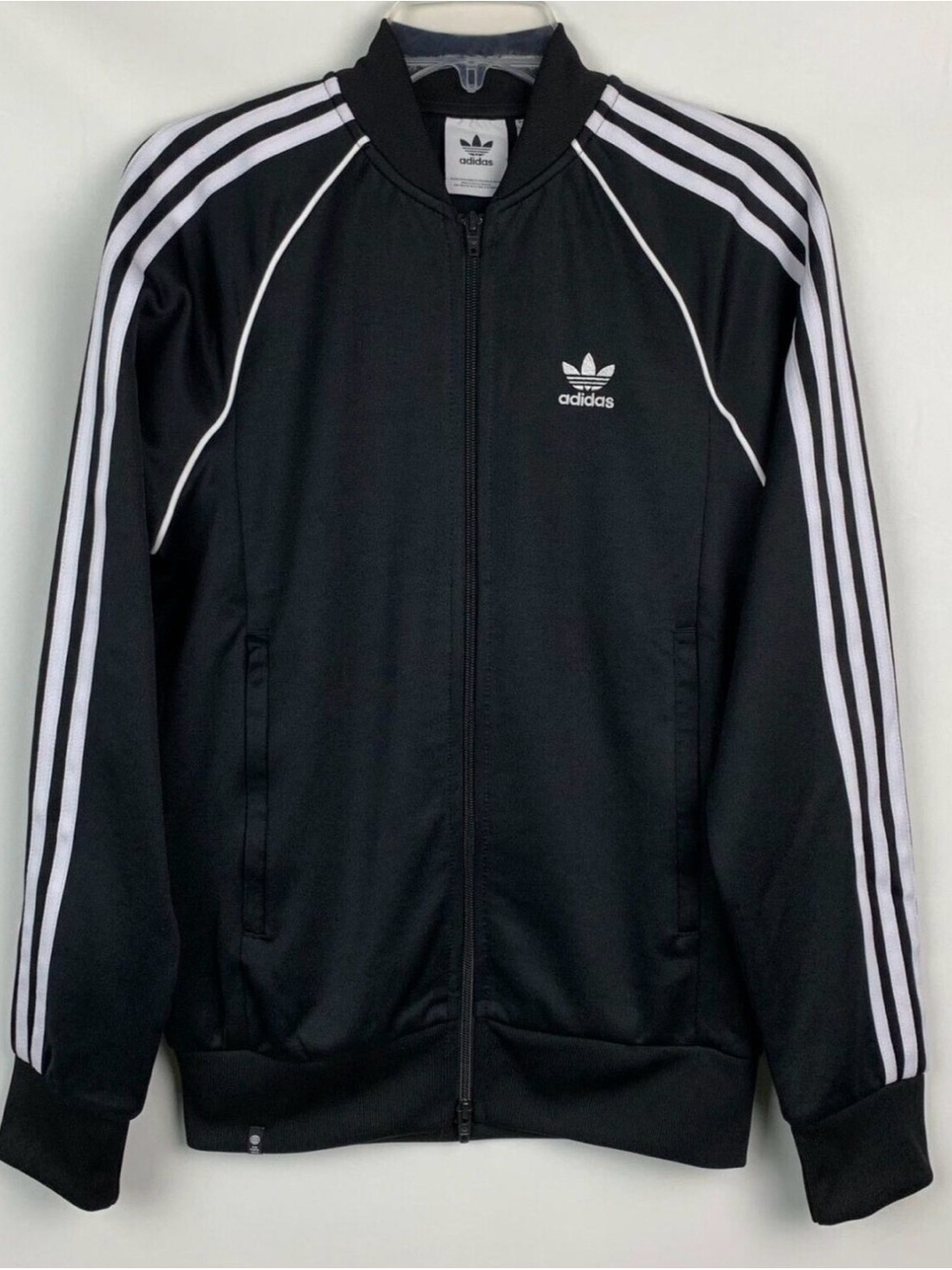 adidas Black Track Jacket with White Three-Stripes